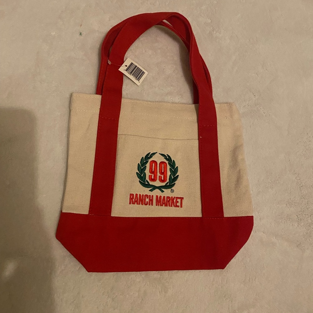Red and Cream Tote Bag